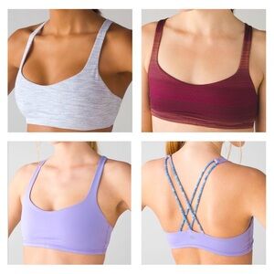 Lululemon Free to Be Bras Bundle Set of 3 Sports Athletic Bras Size 6